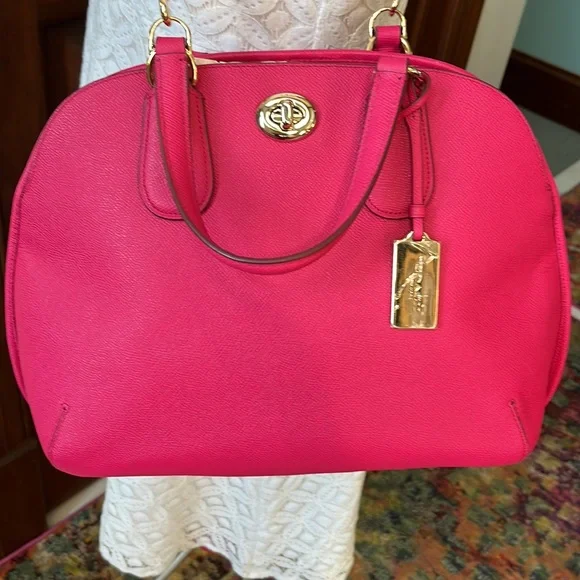 Coach  Prince Street Large Satchel crossbody      Ruby      Pink Leather  NWOT - Picture 2 of 16